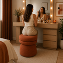 Ver imagem 2 de Puff Giratório Orgânico Arco Linho Terracota - Sallar Home