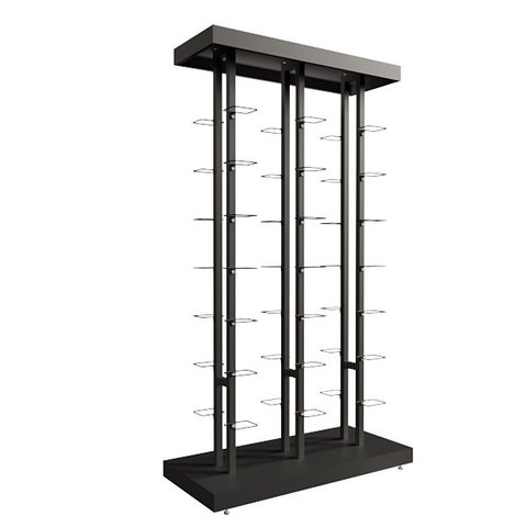 Kit Expositor de Calçados com 3 Colunas Duplo e 42 Suportes Aramados Screw Comac Preto
