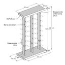 Ver imagem 2 de Kit Expositor de Calçados com 3 Colunas Duplo e 42 Suportes Aramados Screw Comac Preto