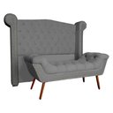 Ver imagem 1 de Conjunto Sienna Cabeceira e Recamier Casal 140 Cm Suede Cinza - LM DECOR
