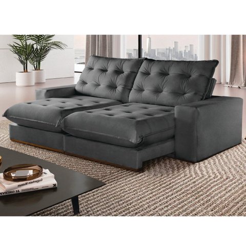 Sofá Retrátil e Reclinável Milão 290m com Super Pillow de 30cm com Molas Pocket - Movenzo Estofados