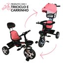 Ver imagem 4 de Triciclo Motoca Bicicleta 3 Rodas Infantil Passeio com Empurrador Pedal Capota Rosa Brinqway Bw302rs
