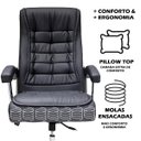Ver imagem 1 de Cadeira Presidente Preta Computador Big Molas Couro Sintético