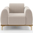 Ver imagem 3 de Kit 02 Poltronas Decorativa Base de Madeira Castanho e Pés Metalizado D'ouro Molino D02 Bouclê Creme