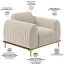 Ver imagem 4 de Kit 02 Poltronas Decorativa Base de Madeira Castanho e Pés Metalizado D'ouro Molino D02 Bouclê Creme