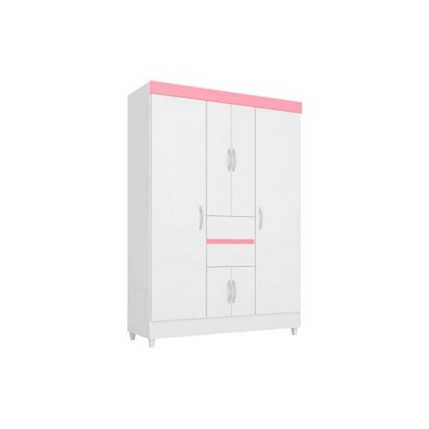 Guarda Roupa Solteiro 6 Portas e 2 Gavetas Ecom Ii Branco/rosa - Demóbile