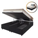 Ver imagem 1 de Cama Box Baú King Preto + Colchão Molas Ensacadas Houston Pillow Inn 193x203x75cm