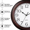 Ver imagem 6 de Relogio de Parede Vintage Analogico Decorativo Silencioso Estilo Madeira Numeros Grandes Marrom