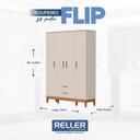Ver imagem 4 de Jogo de Quarto Infantil Flip Guarda Roupa 4 Portas e Cômoda 4 Gavetas Areia Fosco - Reller Móveis