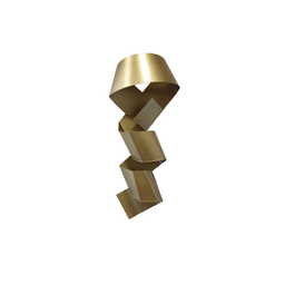 Decoração Escultura de Parede Abstrata em Aço Cor Dourado Exclusiva no Brasil  Para Sala Quarto Escr - 1