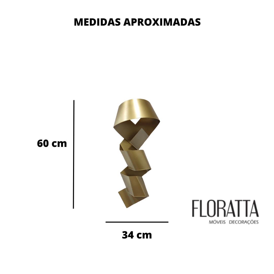 Decoração Escultura de Parede Abstrata em Aço Cor Dourado Exclusiva no Brasil  Para Sala Quarto Escr - 2