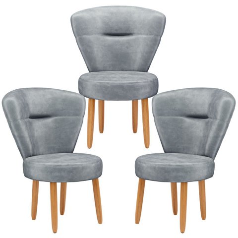 Conjunto 3 Poltronas para Camarim Estúdio de Beleza Sala de Jantar Pés Palito Resistente Ergonômica