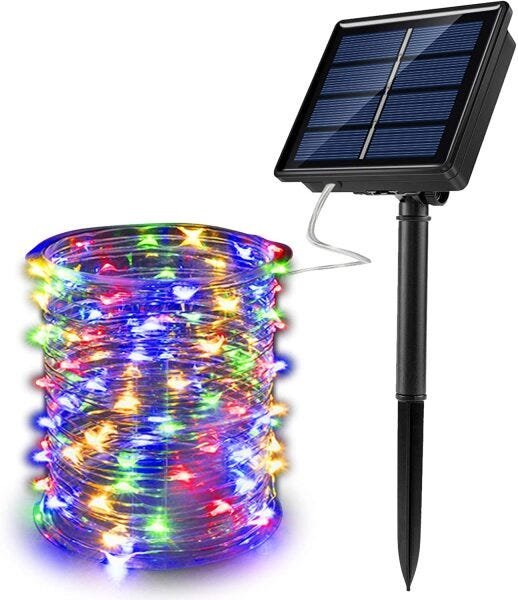 Corda led com 200 lâmpadas 22 Mts com controle remoto, movidas a energia solar e à prova d' água