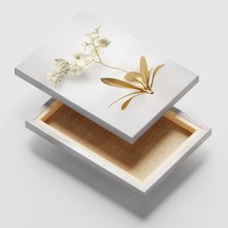 Kit 2 Quadros Decorativos Florais Dourado para Sala Hall em Tecido Canvas - 5