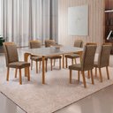 Ver imagem 7 de Mesa de Jantar Liz 180cm Tampo MDF Vidro Canto Copo com 6 Cadeiras Lorena Moderna Mobília