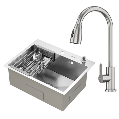 Kit Cuba Gourmet Quebec 60cm Aço Inox 304 e Torneira Gourmet Roma Aço Inox Goldenx