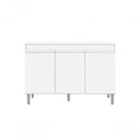 Ver imagem 5 de Balcão Armário Gabinete Manu 120cm 3 Portas - Branco Com Tampo