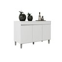 Ver imagem 1 de Balcão Armário Gabinete Manu 120cm 3 Portas - Branco Com Tampo