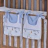 Porta Fralda Organizador Quarto de Bebê Menino Menina 2 Peças com Laço:safari Azul Claro - 1
