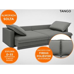 Sofá Tango 2,00M Sem Caixa, Retrátil e Reclinável Velosuede Grafite - Netsofás - 4
