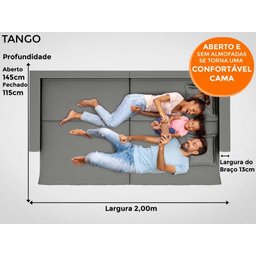 Sofá Tango 2,00M Sem Caixa, Retrátil e Reclinável Velosuede Grafite - Netsofás - 9