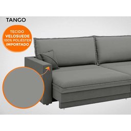 Sofá Tango 2,00M Sem Caixa, Retrátil e Reclinável Velosuede Grafite - Netsofás - 6