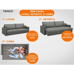 Sofá Tango 2,00M Sem Caixa, Retrátil e Reclinável Velosuede Grafite - Netsofás - 2