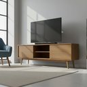 Ver imagem 1 de Rack para TV até 75 Polegadas MDF 180cm Pés em Madeira Maciça 2 Portas Correr Origem
