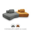 Ver imagem 3 de Sofá Ilha Sala de Estar Modulado Dakota Encosto Almofadas Soltas Bouclê Rústico Cinza/Terracota G33 
