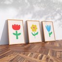 Ver imagem 2 de Kit 3 Quadros Decorativos Infantil - Floralis NO2 - 30x40 - Moldura Madeira