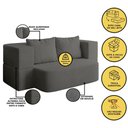 Ver imagem 2 de Sofá Cama Puff Modular Dobrável 1,90m Duo Boucle - Balaqui Cor:grafite