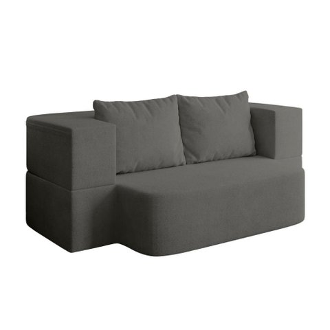 Sofá Cama Puff Modular Dobrável 1,90m Duo Boucle - Balaqui Cor:grafite