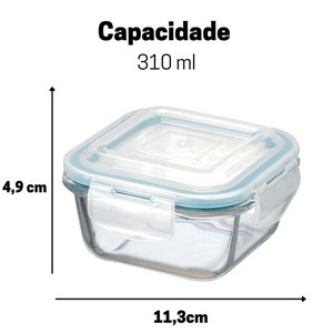 Kit Potes De Vidro Herméticos 3 Peças Quadrado 310ml