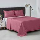 Ver imagem 3 de Kit Cobre Leito Elegance Casal Microfibra Colcha com Babado 3 Peças Pink