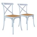 Ver imagem 1 de Kit 2 Cadeiras Katrina X Branca Assento Bege Aço Asturias - Cor: Branco