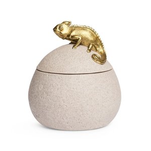 Caixa Pote Organizador Decorativo Camaleão Polirresina Mart:dourado