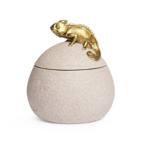 Caixa Pote Organizador Decorativo Camaleão Polirresina Mart:dourado