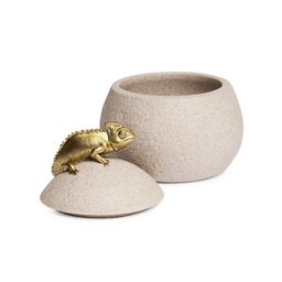 Caixa Pote Organizador Decorativo Camaleão Polirresina Mart:dourado - 3
