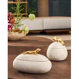 Caixa Pote Organizador Decorativo Camaleão Polirresina Mart:dourado - 4