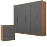 Guarda Roupa Casal 6 Portas Atrice e Cômoda Átria 4 Gavetas Amêndola Touch Grafito Demartêz - 1