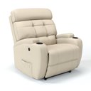 Ver imagem 1 de Poltrona do Papai Reclinável em Couro Bovino Cor Bege Reclinação Elétrica - Modelo Florença