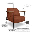 Ver imagem 7 de Kit 2 Poltronas Decorativa Celeste Linho Bouclê Base de Ferro Preto - Pallazio Marrom