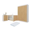 Ver imagem 1 de Quarto de Bebê Completo Berço Americano 3 em 1 Colchão Encanto Multimóveis Mp4601 Branco/