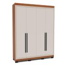 Ver imagem 2 de Roupeiro Solteiro Valência 4 Portas 4 Gavetas 161x214cm Freijó/Creme 240833