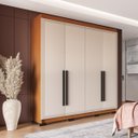 Ver imagem 1 de Roupeiro Solteiro Valência 4 Portas 4 Gavetas 161x214cm Freijó/Creme 240833