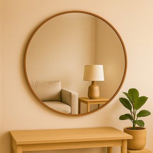 Espelho Decorativo Redondo 80cm de Parede com Acabamento Ecológico para Quarto Banheiro Hall