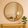 Espelho Decorativo Redondo 80cm de Parede com Acabamento Ecológico para Quarto Banheiro Hall - 1
