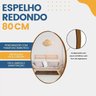 Espelho Decorativo Redondo 80cm de Parede com Acabamento Ecológico para Quarto Banheiro Hall - 4