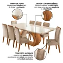 Ver imagem 5 de Conjunto Sala de Jantar 8 Lugares Retangular Tampo em Vidroe MDF Rubhe Yescasa Bege/Mel/Off White