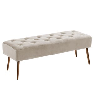 Banco Estofado Rubi 1,20m Suede Bege - Clique Decorações